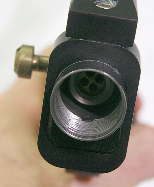 Circle Gun front screw in body top view