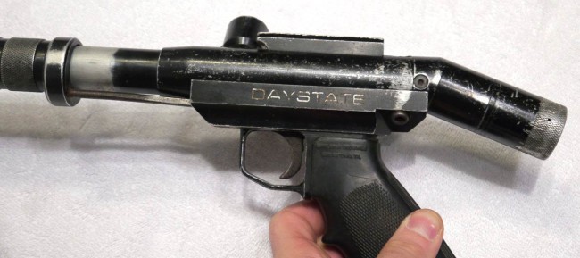 Logo on left side of Daystate Patriot Pump.