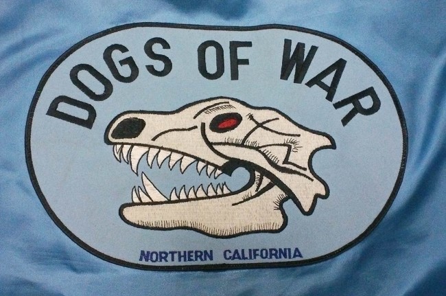 Dogs of War Patch jacket, photo taken at Palmer's pursuit shop.
