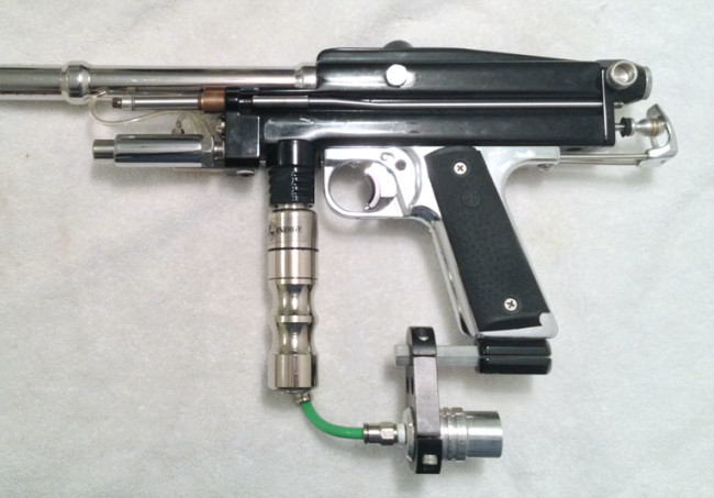 Left side view of a Kapp autococker or a Jeff Orr Cocker