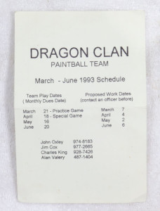 Dragon Clan's schedule in summer 1993