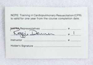 Back side of NAPRA card.