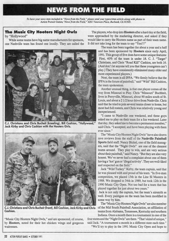 Music City Hooters Night Owls October 1991 in APG