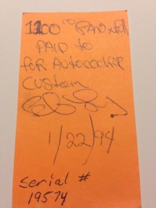 Bill of sale for Bob Long Autococker