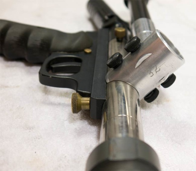 Serial on front of feed neck exterior of Stock Ghost 32.