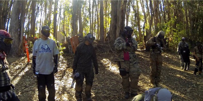 group standing around on lower course.
