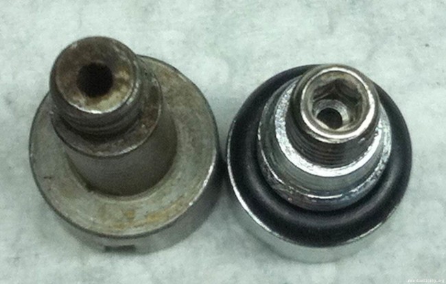 top view of two allen screws.