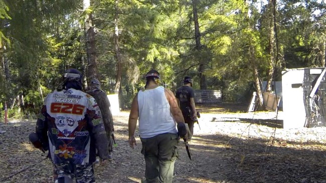 group walking down the hill