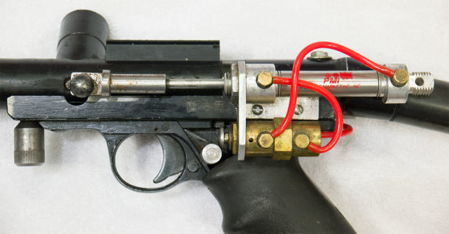 Left side view of prototype kit mounted to rail.