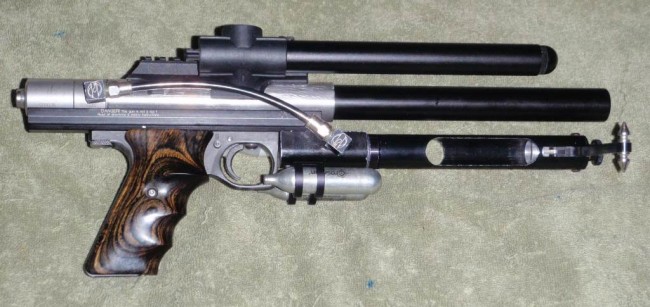 automag 12 gram pistol with lever changer open