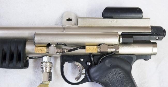 Left side close up of ram trigger and qd.