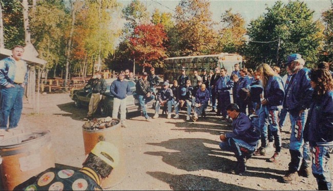 Players gather for rules, Scan from the February 1992 Issue of Paintball Sports International.