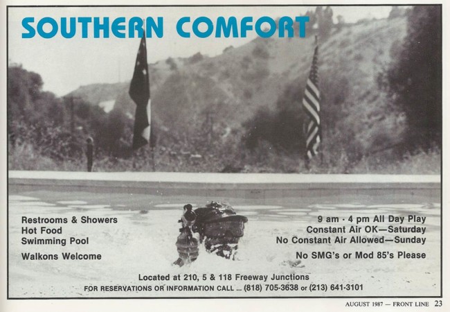 Southern Comfort ad, scanned from the August 1987 issue of Frontline.