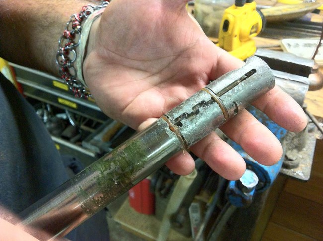 All American barrel removed from Jim Anderson's Automag.