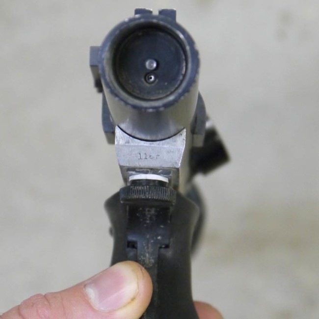 Serial number on the back of the Crosman framed phantom rail.