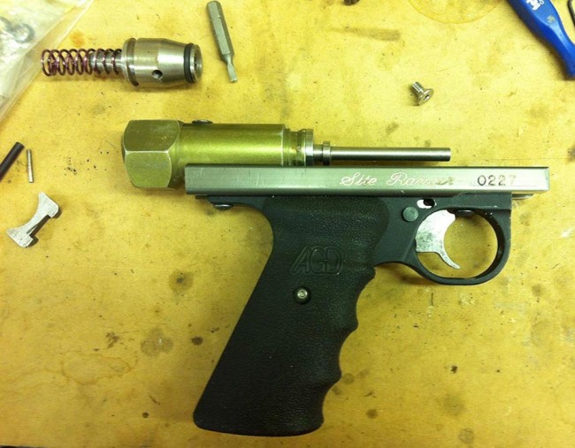 A cut down ranger rail and slide trigger.