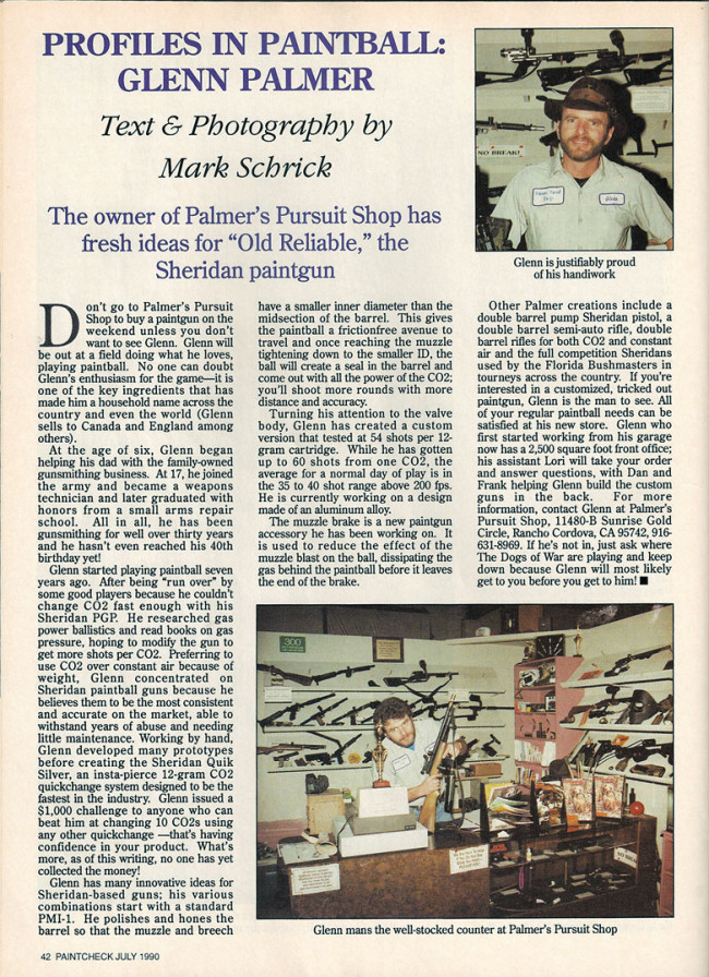 Paintcheck magazine article on palmer's pursuit shop.