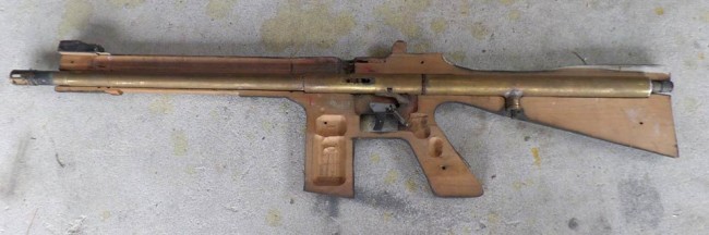 Full shot of the PSI M-16 rifle broken down.