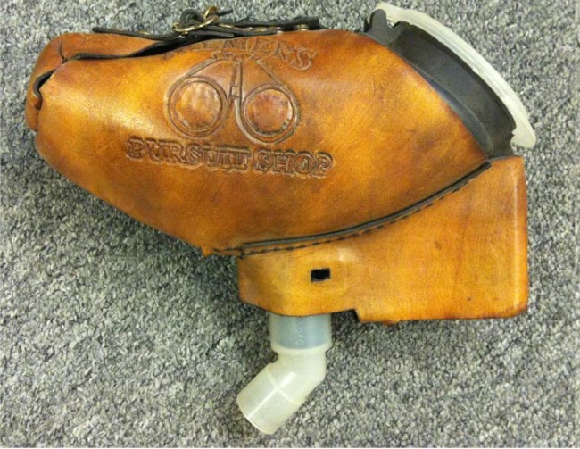 Left side of VL-2000 Leather hopper cover.