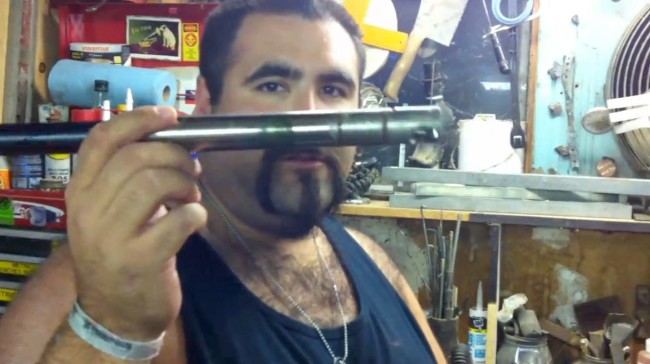 Tim at Paintball Tek Removes the stuck Smart Parts All American barrel from the Bo Peep Automag.