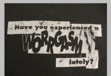 Crop of Worrgasm shirt detail.