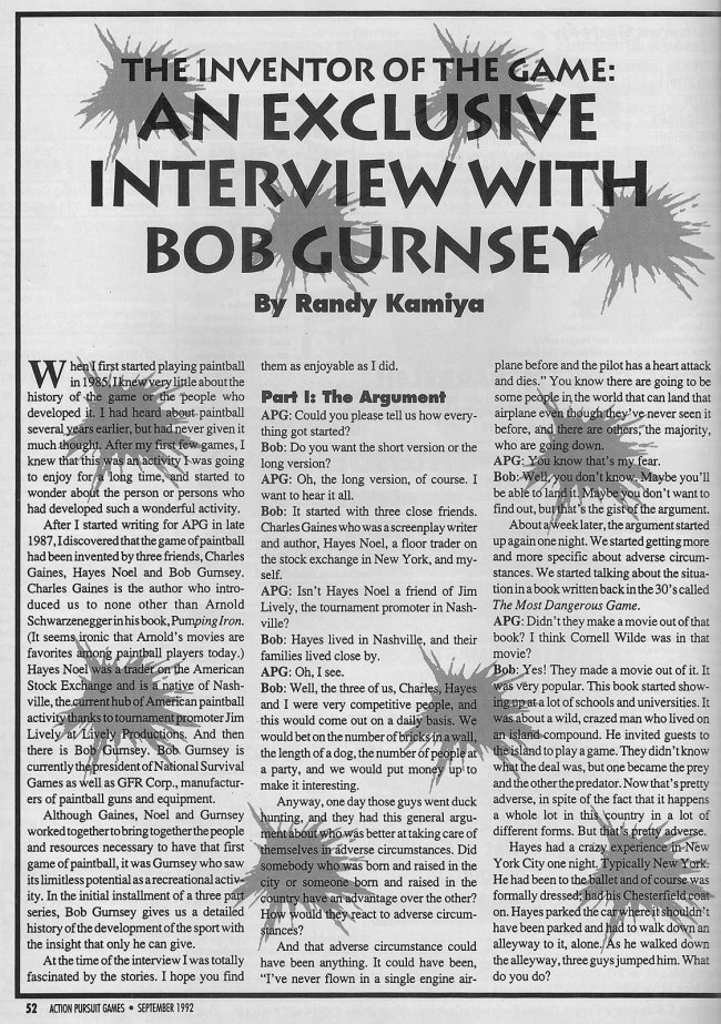 Randy Kamiya's APG Interview with Bob Gurnsey. Page 1 of 4
