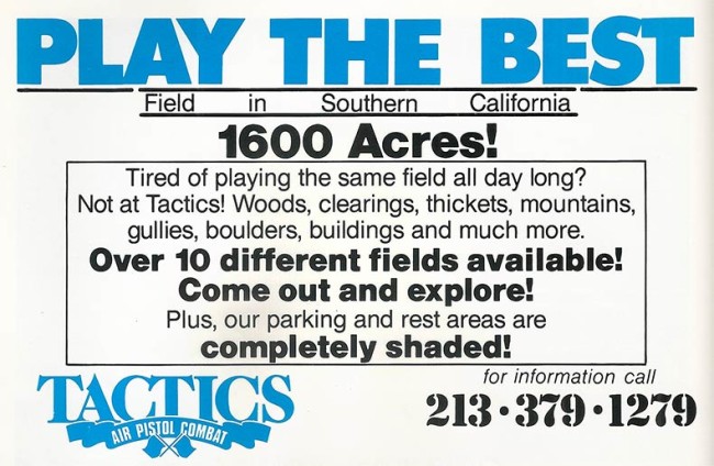 Tactics - Air Pistol Combat ad from the July 1987 issue of Front Line.