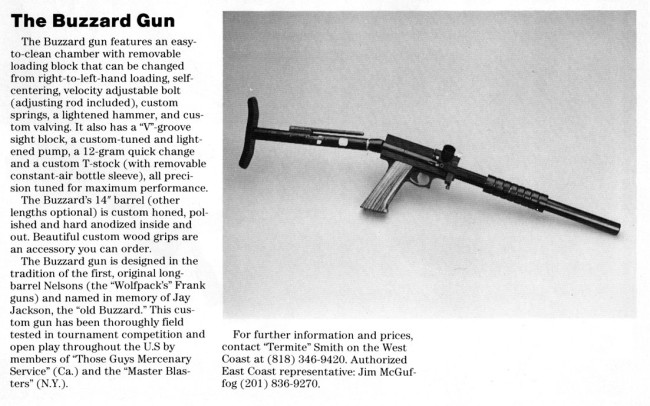 Spring 1989 article on the Buzzard gun, named after Jay "The Old Buzzard" Jackson.