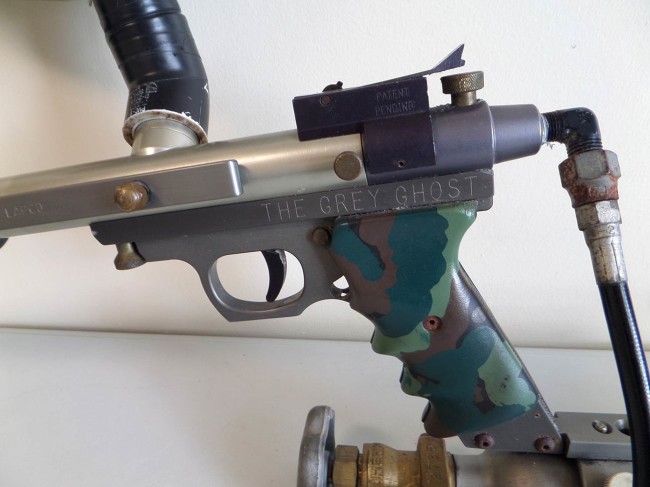 A close up shot of the left side camo grips.