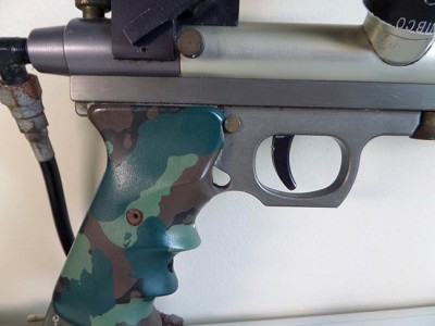 Right side view of the camo grips on Simon Gascoigne's late 1989 Lapco Ghost.