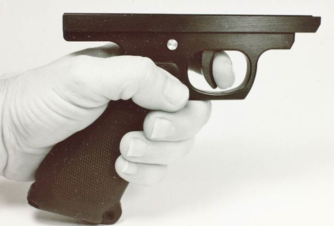 Colin's long saved product photo showing the a hand modeling / gripping the Wintec/Lapco frame.