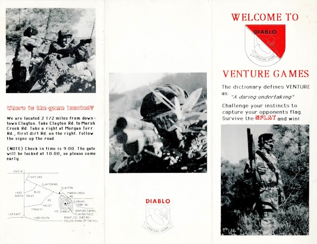 Front side of Michael Leon's early Diablo Venture Games' packet. c. 1986/87?