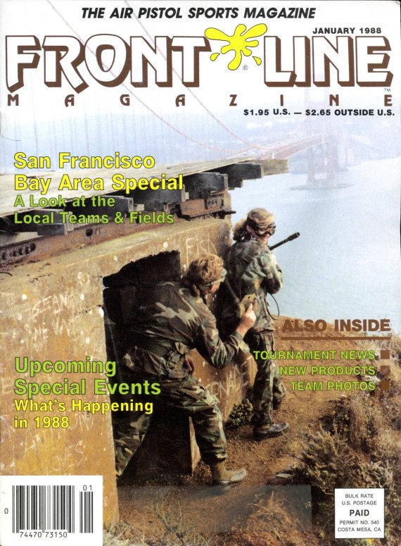 Paintball in the bunkers on the north side of the Golden Gate Bridge on the cover of the 1-1988 issue of Front Line Magazine.