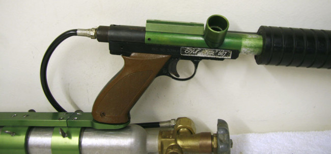 Right side Receiver view. Grip is a Nelspot grip frame. Still has the sticker on it.