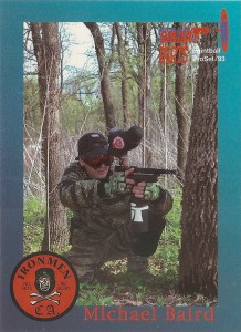 Michael Baird, possibly shooting Autococker #6212 on Smart Parts Trading Carter. Ironmen logo in lower left.