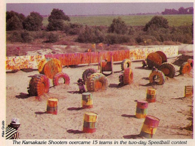 The Speedball arena at SC Village. Photo by Mike Grubb of Gramps and Grizzly and scanned from the March 1990 issue of Paintcheck.