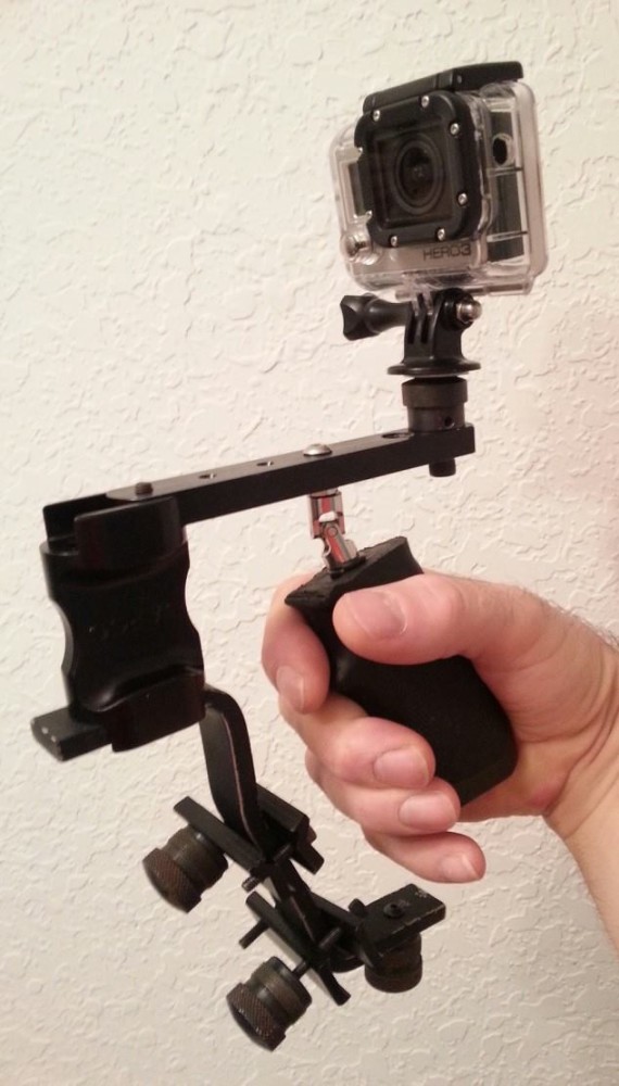 Go Pro SteadyCam setup made from old paintball parts.