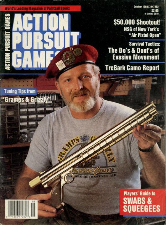 Lou Grubb on the cover of the October 1988 issue of Action Pursuit Games.