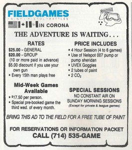 Field Games advertisement scanned from the July 1987 issue of Front Line Magazine.