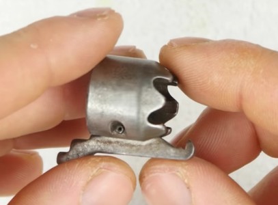 A side view of Ken Kidd's revolver hammer.