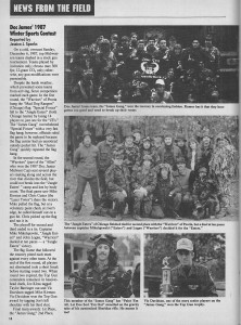 Doc James 1987 Winter Sports Contest Article by Jessica Sparks, page 1. Scanned from the May 1988 issue of Action Pursuit Games.