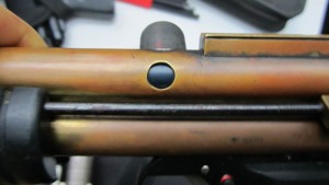 Left side Breech view port on Ted's Tidy Bowl, bolt closed.