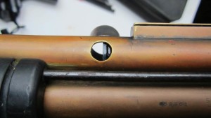 Left side Breech view port on Ted's Tidy Bowl, bolt partially open.