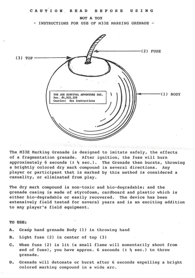 Joe Survival paint grernade.