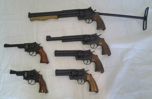 Custom models of the MK V 50 and the Crosman based MK VI 50. Photo courtesy Glenn Logie.