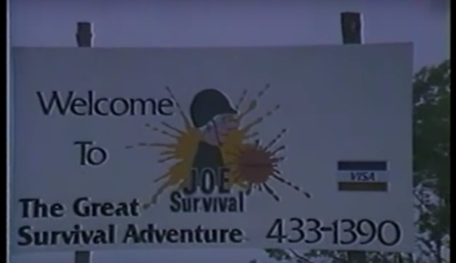 Screen capture from Joe Survival's video footage showing the sign at Joe Survivals.
