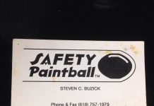 Steven Buzick's Safety Paintball Business Card.