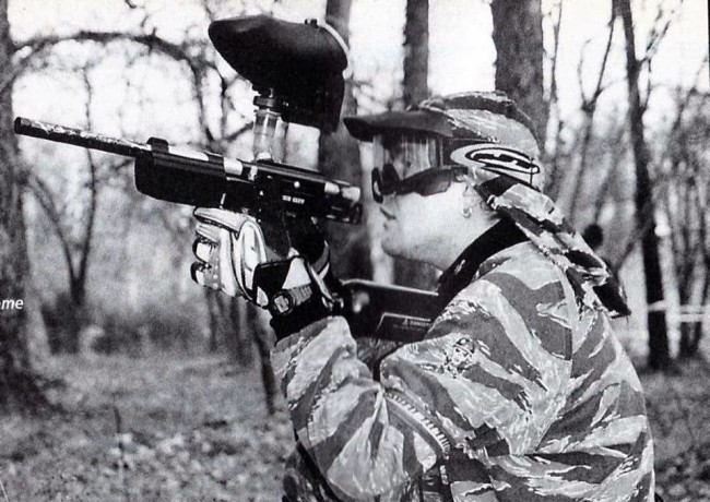 James Tristan Hewitt shooting a Nam Wreckin' Crew Evolution by Belsales. Photo c.1996. Photo courtesy James Tristan Hewitt.