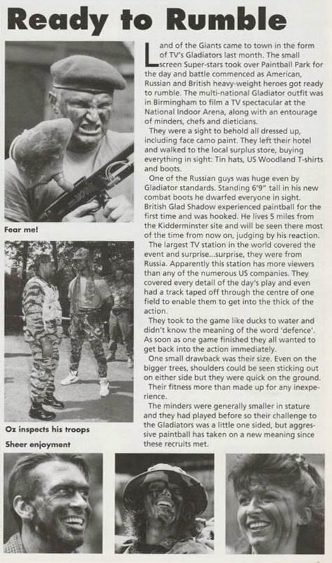 A scan from the September 1994 issue of Paintball Games International sent in by Paul Cross.