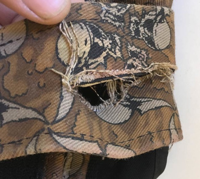 Cut for remote pass through on Indian Spring vertical pouch flap.